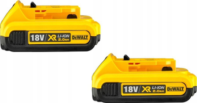 Set baterish DeWalt DCB183D2-XJ, 18V, 2Ah Li-Ion, i verdhë
