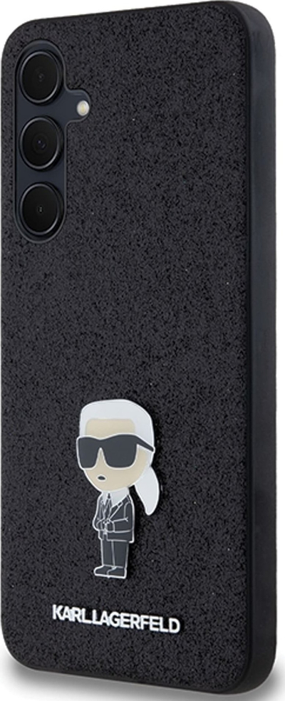Mbrojtëse telefoni Karl Lagerfeld Fixed Glitter Ikonik, Samsung Galaxy A55 A556, hardcase, e zezë me shkëlqim
