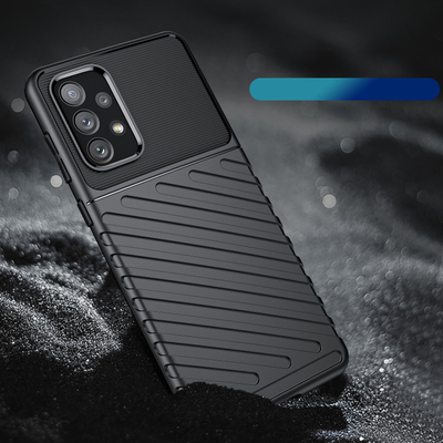 Mbrojtëse telefoni Thunder Case për Samsung Galaxy A73, gome TPU fleksibël, tip armor, e zezë