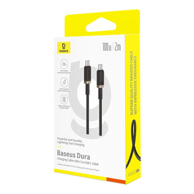 Kabllo USB C Baseus Dura, 100W, 2m, e zezë me të artë