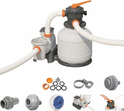 Pompe me rërë për pishinë Bestway 8327 L/h, 280W, 6 mënyra pune, gri e bardhë