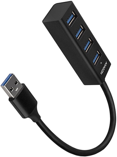 Mini Hub AXAGON USB-A 3.2 Gen1 - 4 porta USB-A, 5 Gbit/s, OTG, 20 cm, i zi