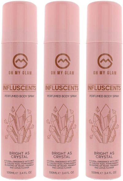 Sprej trupi Oh My Glam Influscents Bright as Crystal, 100ml, aromë florale, rozë