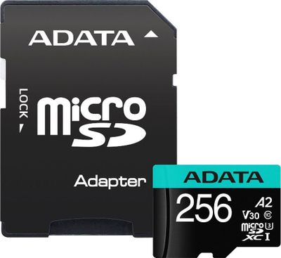 Kartelë memorije ADATA Premier Pro AUSDX256GUI3V30SA2, 256GB, MicroSDXC UHS I U3 V30 A2, me adapter SD