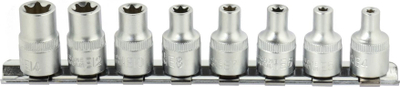 Set kapakësh TORX GEKO, 3/8", 7 copë, 4-14mm, çelik CrV