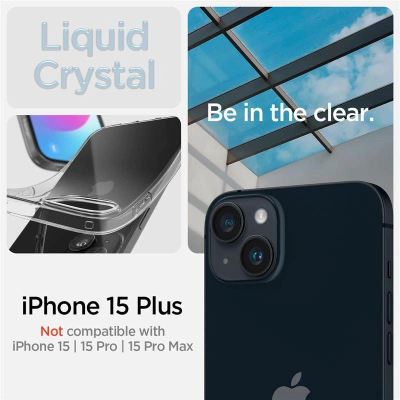 Mbulesë telefoni Spigen Crystal Flex, për iPhone 15 Plus, TPU fleksibël, transparente