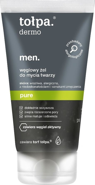 Xhel larës për fytyrë Tołpa Carbon Dermo Men Pure, 150ml