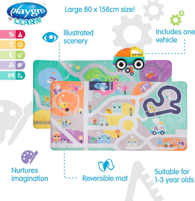 Dyshek lojrash Playgro City To Country, 80 x 158 cm, me dy ana, shumëngjyrësh