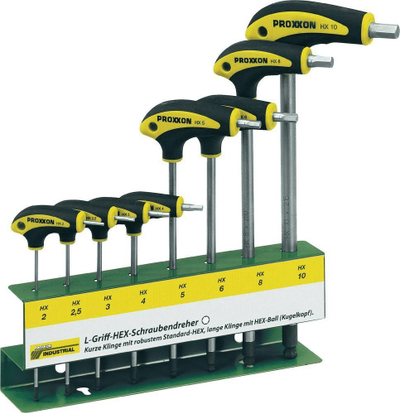 Set kaçavida imbus Proxxon Industrial 22650, 8 copë, dorezë L, të zeza