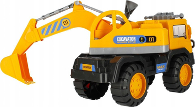 Lodër kamion-eskavator Mega Creative 501604, me rrota të mëdhaja, plastik, i verdhë