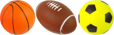 Set topash të butë për fëmijë Soft Sports Ball 3in1, futboll basketboll bejsboll, shumëngjyrësh
