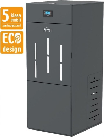 Kaldajë peleti Ferroli Biopellet Pro 24kW, rezervuar 105kg, gri