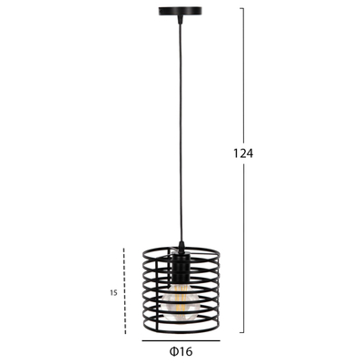 Llambë e varur tavani Φ16x124Hcm (HM4090), zezë