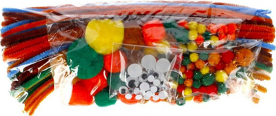 Set dekorativ Craft with Fun 463781, tela me pompoma, miks pastel