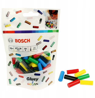 Лепливи стапчиња Bosch Gluey, сет 70 парчиња, во боја, разновидни бои
