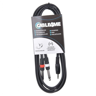 Kabllo audio CABLE4ME DJMJ3, 3.5 mm stereo në 2x 6.3 mm mono, 3 m, e zezë