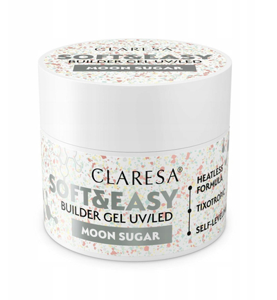 Xhel ndërtues për thonj Claresa Soft&Easy Moon Sugar, UV/LED, 45g, i bardhë qumështor me shkëlqim