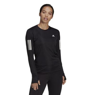 Долга маица за трчање adidas Own The Run, со долги ракави, за жени, црна