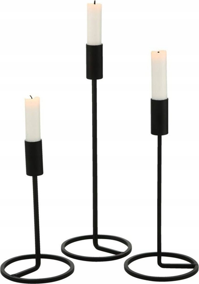 Set mbajtëse qirinjsh BOLTZE Fio, 3 copë, metal, të zeza
