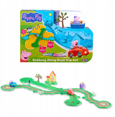 Set lojërash Peppa Pig Peppa Whizz Around Runabout Town, pistë me mjete, figura Peppa dhe George, shumëngjyrëshe
