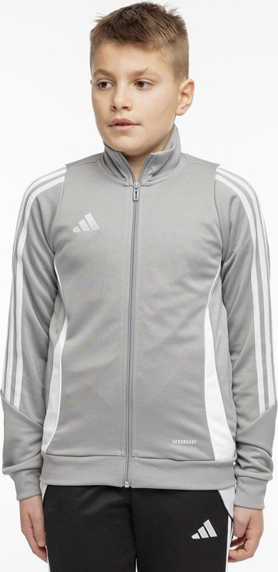 Bluzë sportive për fëmijë Adidas Tiro 24 Training Jr IR9508, Aeroready, me zinxhir të plotë, gri