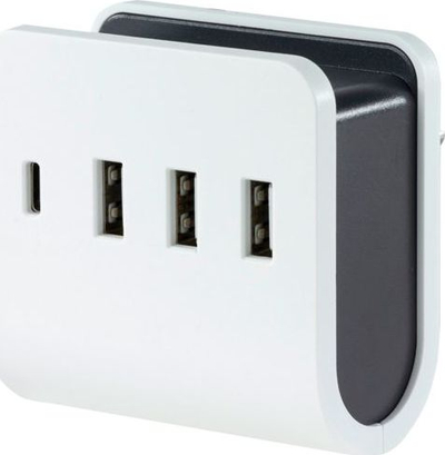 Karikues muri REV 3x USB A 1x USB C, i bardhë gri