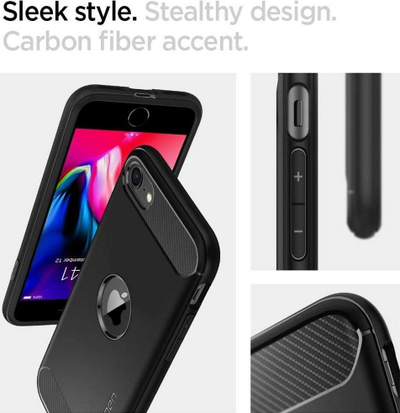 Kornizë mbrojtëse Spigen Rugged Armor për Apple iPhone SE 2020, e zezë