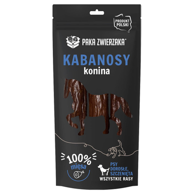 Shujta për qen Paka Zwierzaka Kabanosy Konina, 3 copë, 80g