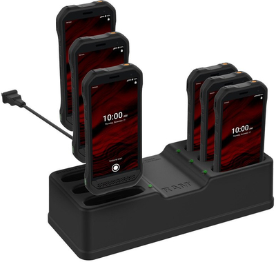 Stacion karikimi RAM Mounts RAM-DOCK-6G-KYO1PU, për 6 telefona Kyocera DuraForce Ultra 5G, bazë tavoline, i zi