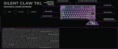 Set gaming PREYON Silent Claw TKL Owl Falcon Speed XL, wireless, RGB, i verdhë
