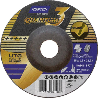 Disk gërryes Norton Quantum 3, 125 x 4.2 x 22.23 mm, set me 20 copë, i zi