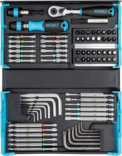 Set bitash Hazet 2200SC-31, 73 copa, për punë profesjonale, kuti e zezë blu