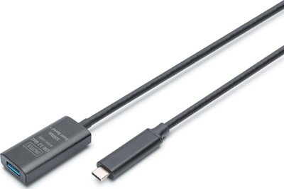 Активен продолжен кабел Дигитус USB 3.2 Gen2, USB Ц во USB А, 5 m, црн