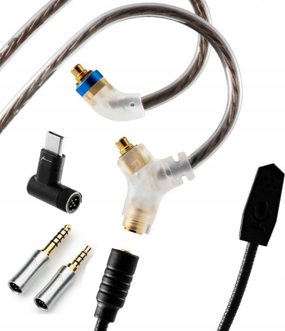 Kabllo audio Kinera GRAMR, MMCX me mikrofon, adapter USB C, transparente
