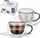 Set filxhanësh termikë me dy shtresa për espresso, 2 copë me pjata, transparent
