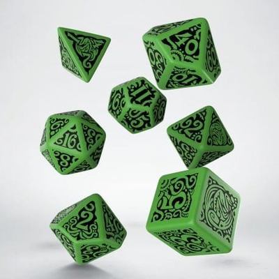 Сет коцки Q-Workshop Call of Cthulhu The Outer Gods Cthulhu, 7 парчиња, зелена и црна