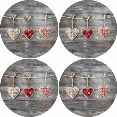 Set nënstaza tavoline Bertoni Round, 4 copë, 33 cm, me zemra