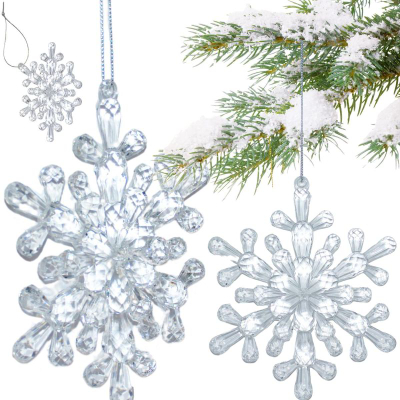 Ornament varëse Koopman Snowflake, akrilik kristal, 12cm, i tejdukshëm