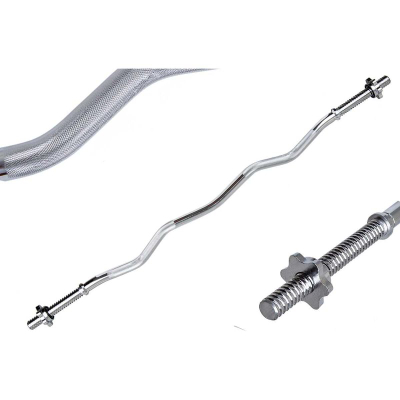 Shtangë e harkuar EB Fit, 120cm, diametër 28mm, ngjyrë argjendi