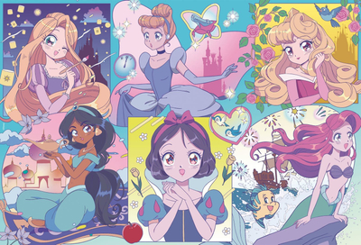 Puzzle Lisciani Disney Princess Manga, 250 copë, 50 x 35 cm, shumëngjyrësh