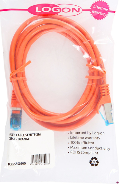 Kabllo rrjeti Logon TCR55SS050O, Cat5e SF/UTP, 5 m, portokalli
