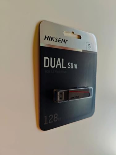 USB flash Hiksemi Dual Slim, 128GB, USB C dhe USB A, gri metalik