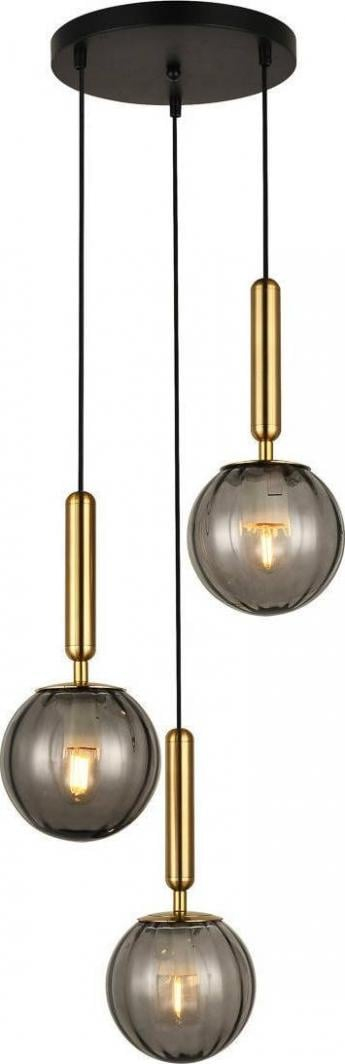 Llambadar tavani Netlighting Ravena, 3 drita, E27 LED, bronz i artë