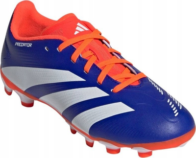Këpucë futbolli për kalamoj adidas Predator League MG Jr IF6412, për fusha të forta dhe artificiale, blu me portokalli