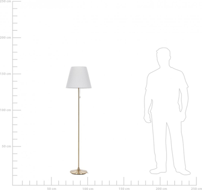 Lampë dyshemeje Beliani TORYSA, metal, abazhur stofi, e bardhë bronzi