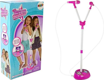Mikrofon lodër Leantoys Double, dyfishe, MP3, me drita LED, rozë