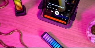 Lampë tavoline Redleaf Equalizer RGB 3D, 32 LED, e zezë