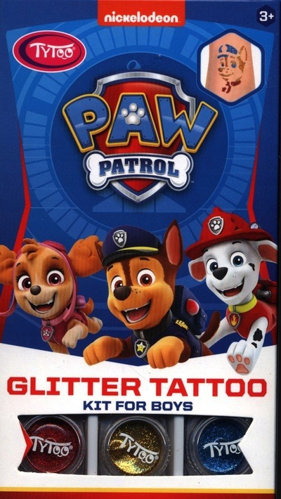 Set tatuazhesh me shkëlqim TyToo PAW Patrol, 12 shabllone, 3 ngjyra glitter, për çuna
