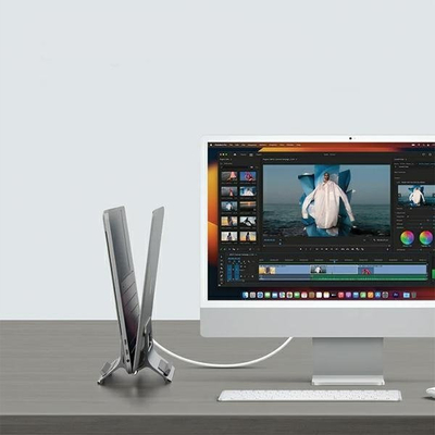 Stendë vertikale për laptop Sodi Gravitational SMS-300, alumini, për laptopa deri 27mm, ngjyrë argjendi