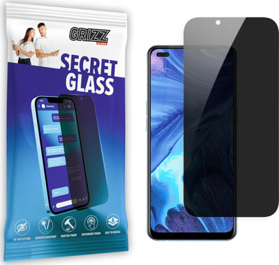 Xham mbrojtës privatësie Grizz SecretGlass për Oppo Reno 4, mbulim i gjithë ekranit, i zi